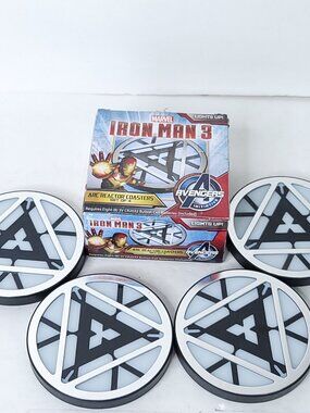 Iron Man 3 Arc Reactor Coasters Set Of 4 Lights Up Marvel Avengers Think Geek